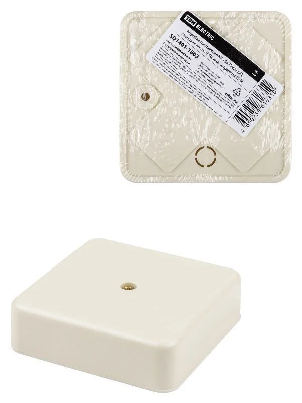 Коробка распаячная КР 75х75х20 ОП, сл. кость, IP40, инд. штрихкод TDM SQ1401-1803.