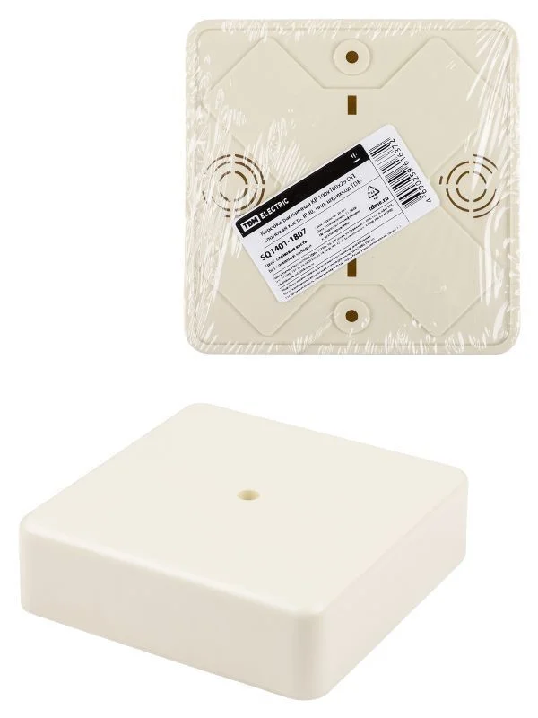 Коробка распаячная КР 100х100х29 ОП, сл. кость, IP40, инд. штрихкод TDM SQ1401-1807.