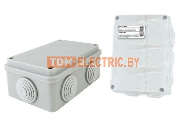 Распаячная коробка ОП 120х80х50мм, крышка, IP55, 6 вх. инд. штрихкод TDM SQ1401-0505