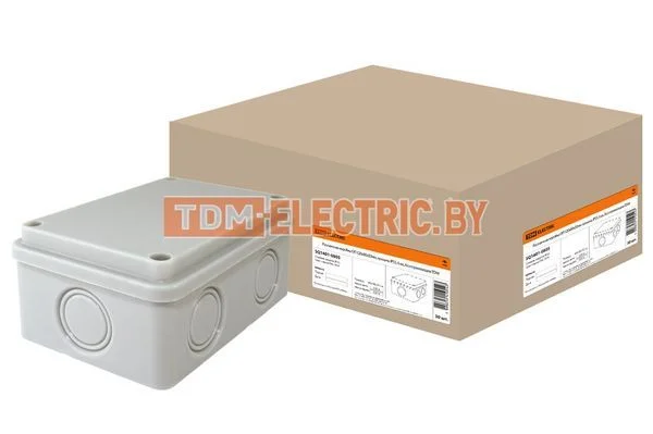 Распаячная коробка ОП 120х80х50мм, крышка, IP55, 6 вх., без гермовводов TDM SQ1401-0805