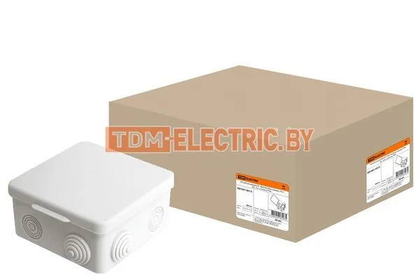 Распаячная коробка ОП 100х100х55мм, крышка, IP54, 8вх. инд. штрихкод TDM SQ1401-0513