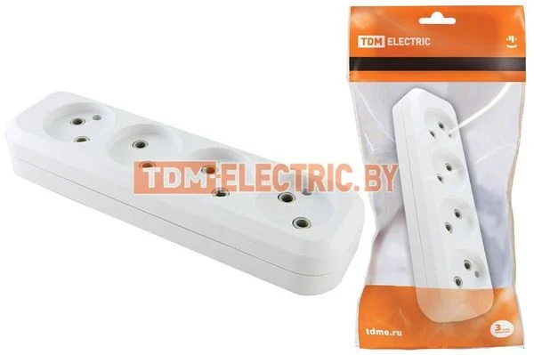 Колодка розеточная 4 гнезда 2П б/з 10А 250В белая TDM SQ1806-0011