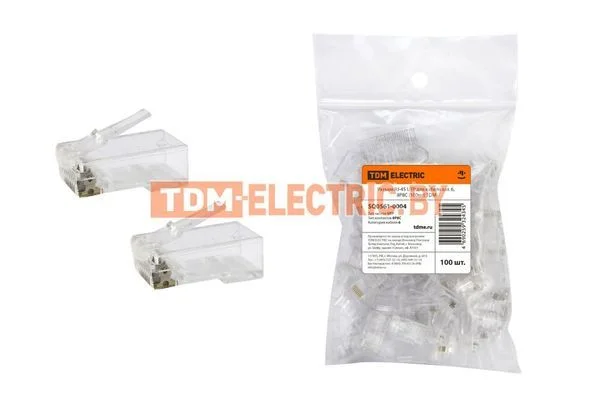 Разъем RJ-45 UTP для кабеля кат. 6, 8P8C (100шт) TDM SQ0561-0004