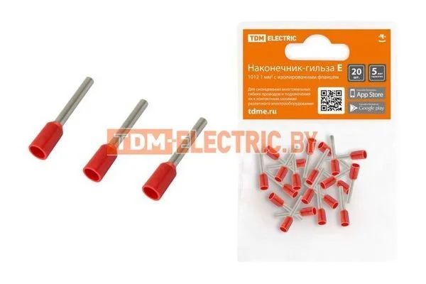 Наконечник-гильза Е1012 1мм2 с изолированным фланцем (20шт) TDM SQ0568-0039