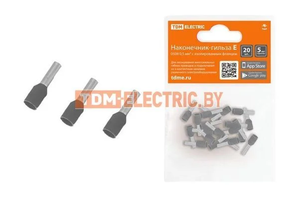 Наконечник-гильза Е4009 4мм2 с изолированным фланцем (20шт) TDM SQ0568-0042