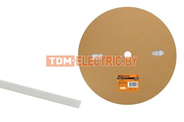 Термоусаживаемая трубка ТУТнг 8/4 белая (100 м/ролл) TDM SQ0518-0008