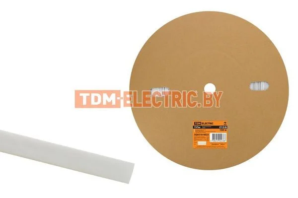 Термоусаживаемая трубка ТУТнг 12/6 белая (100 м/ролл) TDM SQ0518-0022