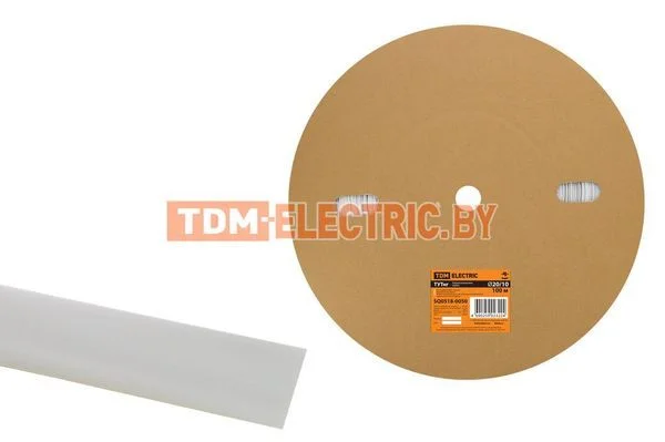Термоусаживаемая трубка ТУТнг 20/10 белая (100 м/ролл) TDM SQ0518-0050