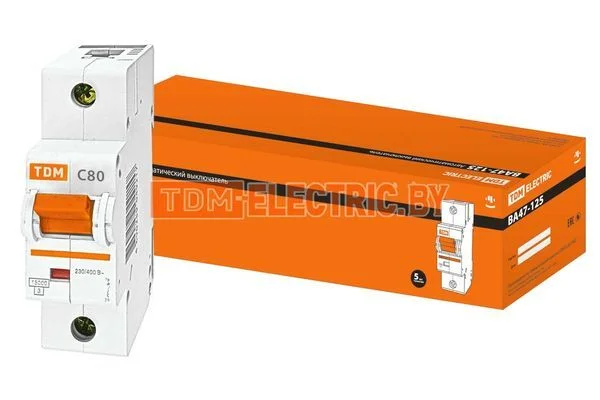 Авт. выкл. ВА47-125 1Р 80А 15кА х-ка С TDM SQ0208-0058