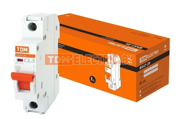 Авт. выкл.ВА47-29 1Р 2,5А 4,5кА х-ка С TDM SQ0206-0083