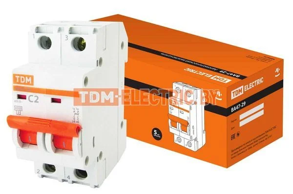 Авт. выкл.ВА47-29 2Р 2А 4,5кА х-ка С TDM SQ0206-0085