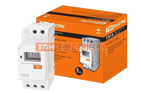 Таймер электронный на din-рейку ТЭ15-1мин/7дн-16on/off-16А-DIN TDM SQ1503-0005