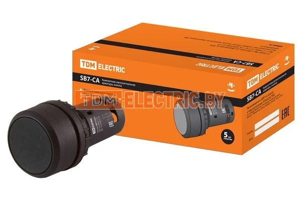 Кнопка SB7-CA25 d22мм 1з+1р черная TDM SQ0746-0010