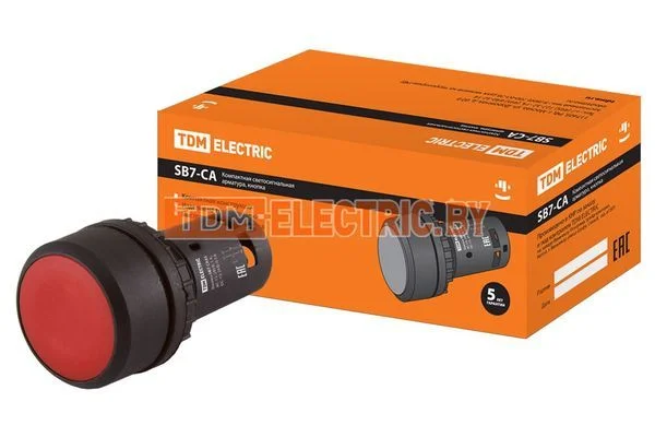 Кнопка SB7-CA45 d22мм 1з+1р красная TDM SQ0746-0012