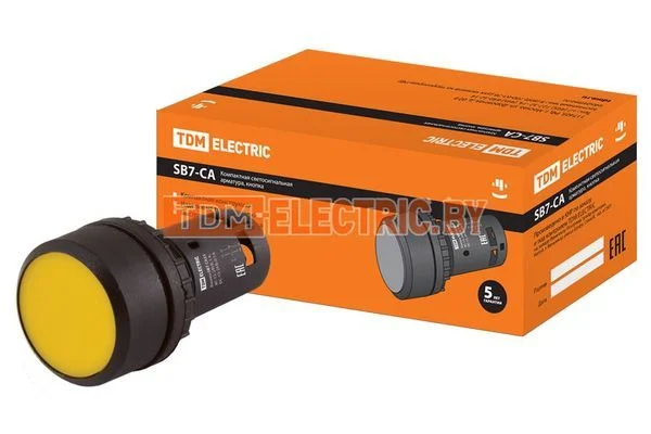 Кнопка SB7-CA55 d22мм 1з+1р желтая TDM SQ0746-0013