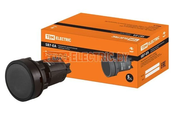 Кнопка SB7-EA21 d22мм 1з черная TDM SQ0746-0017