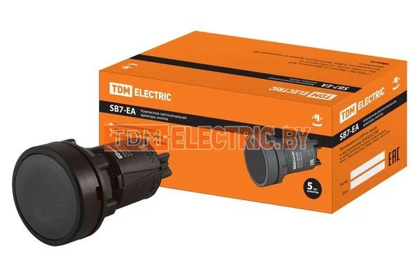 Кнопка переключатель SB7-EA25 d22мм 1з+1р черная TDM SQ0746-0020
