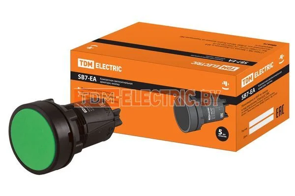 Кнопка переключатель SB7-EA35 d22мм 1з+1р зеленая TDM SQ0746-0021
