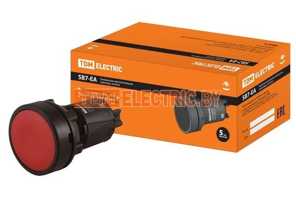 Кнопка переключатель SB7-EA45 d22мм 1з+1р красная TDM SQ0746-0022