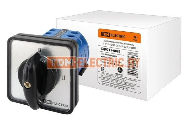 Кулачковый переключатель КПУ11-10/98 (A: 0-L1-L2-L3) TDM SQ0715-0081