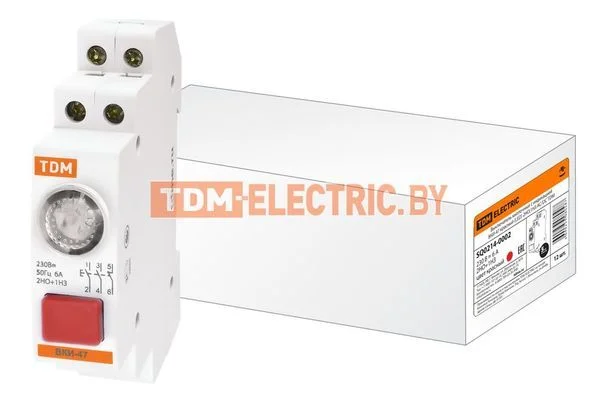 Выключатель кнопочный с индикацией ВКИ-47 красный (LED) 2НО,1НЗ AC/DC TDM SQ0214-0002