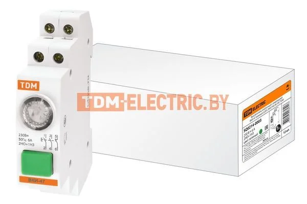 Выключатель кнопочный с индикацией ВКИ-47 зеленый (LED) 2НО,1НЗ AC/DC TDM SQ0214-0003