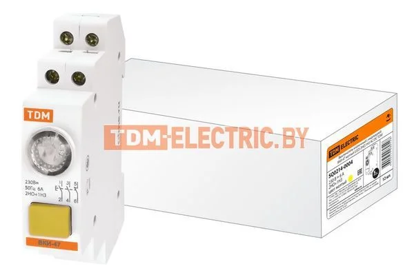 Выключатель кнопочный с индикацией ВКИ-47 желтый (LED) 2НО,1НЗ AC/DC TDM SQ0214-0004