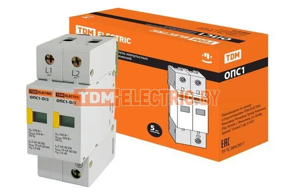 Разрядник ОПС1-D 2Р In=5kA Un=230B Im=10kA TDM SQ0201-0010