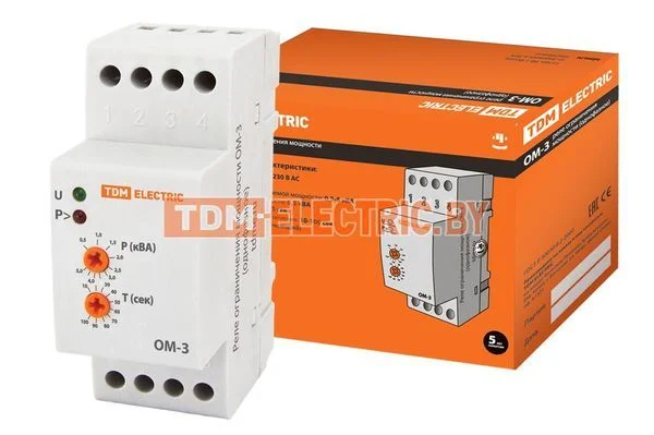 Реле ограничения мощности ОМ-3 0,5/5-01 (1ф, 0,5-5кВА) TDM SQ1505-0001