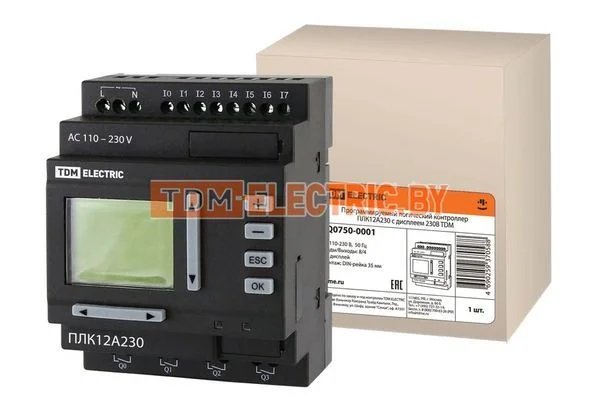 Программируемый логический контроллер ПЛК12A230 с дисплеем 230В TDM SQ0750-0001