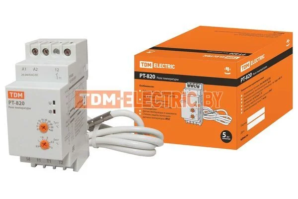 Реле температуры РТ-820 (-5+40С, 24-240В АС/DC, с датч. IP67) TDM SQ1508-0001