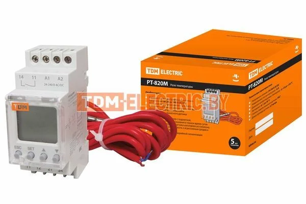 Реле температуры РТ-820M (-25+130C, 24-240В АС/DC, с датч. IP67, ЖК) TDM SQ1508-0002