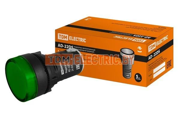 Лампа AD-22DS(LED)матрица d22мм зеленый 24В AC/DC TDM SQ0702-0007
