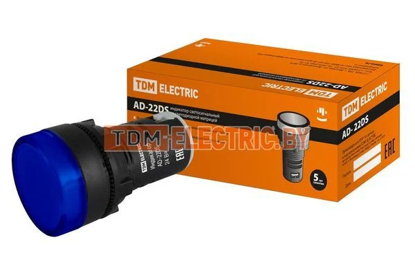 Лампа AD-22DS(LED)матрица d22мм синий 24В AC/DC TDM SQ0702-0022