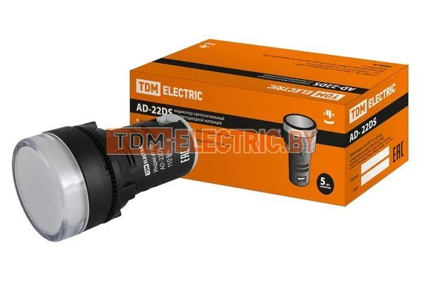 Лампа AD-22DS(LED)матрица d22мм белый 110В AC/DC TDM SQ0702-0028