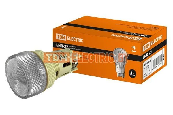 Лампа ENR-22 сигнальная d22мм белый неон/230В цилиндр TDM SQ0702-0041