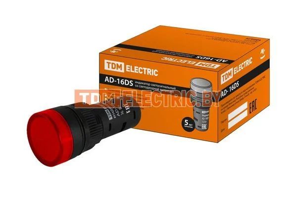 Лампа AD-16DS(LED)матрица d16мм красный 36В AC/DC TDM SQ0702-0061