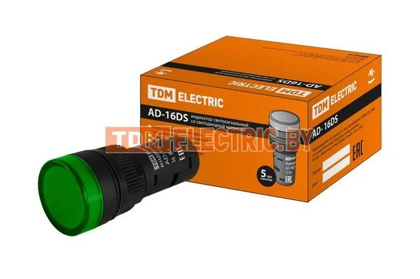 Лампа AD-16DS(LED)матрица d16мм зеленый 36В AC/DC TDM SQ0702-0063
