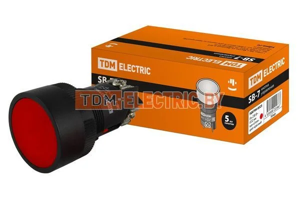 Кнопка SВ-7 «Стоп» красная 1р d22мм/230В TDM SQ0704-0025