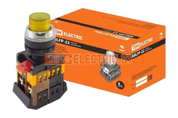 Кнопка ABLFP-22 желтый d22мм неон/230В 1з+1р TDM SQ0704-0031