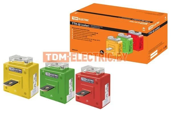 Трансформатор тока измерительный с шиной ТТН-Ш 200/5-5VA/0,5 (3 шт., color) TDM SQ1101-0204