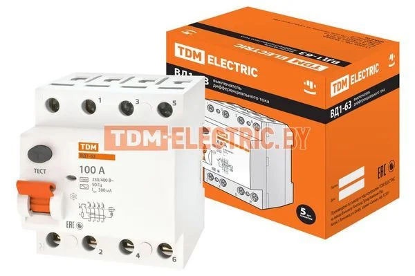 Устройство защитного отключения ВД1-63 4Р 100А 300мА TDM SQ0203-0049