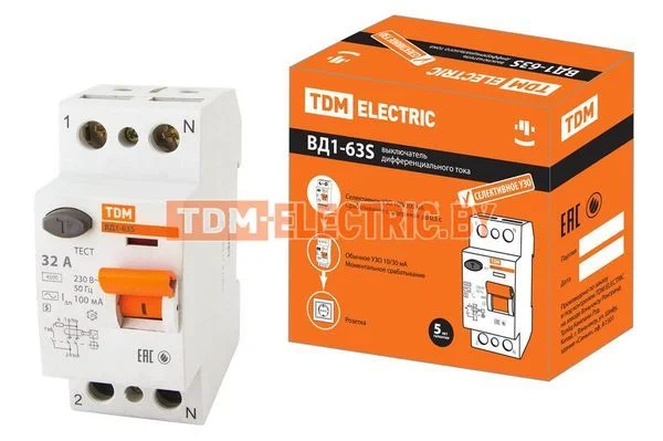 Устройство защитного отключения ВД1-63S 2Р 32А 100мА TDM SQ0203-0054