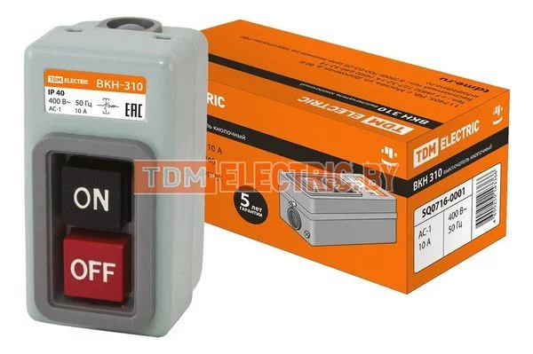 Выключатель кнопочный с блокировкой ВКН-310 3Р 10А 230/400В IP40 TDM SQ0716-0001