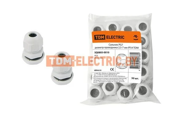 Сальник PG 7 диаметр проводника 3,5-6 мм IP54 TDM SQ0805-0010