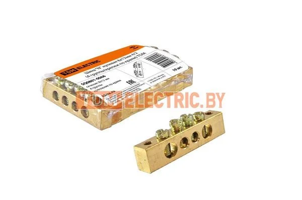 Шина «N» нулевая 8×12мм 4/2 (4 группы/крепеж по краям) TDM SQ0801-0066