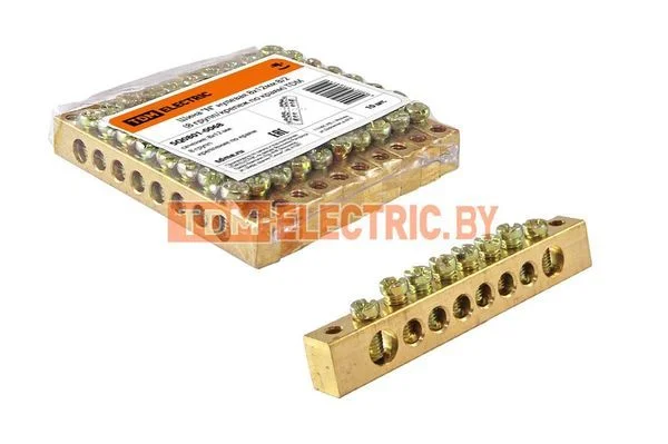 Шина «N» нулевая 8×12мм 8/2 (8 групп/крепеж по краям) TDM SQ0801-0068
