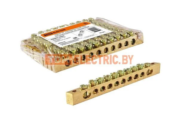 Шина «N» нулевая 8×12мм 10/2 (10 групп/крепеж по краям) TDM SQ0801-0069