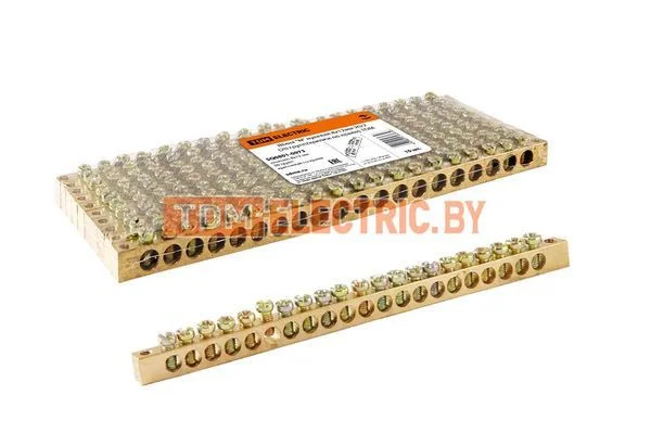 Шина «N» нулевая 8×12мм 20/2 (20 групп/крепеж по краям) TDM SQ0801-0073