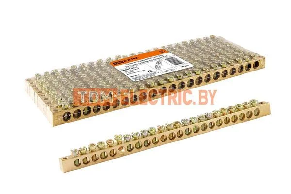 Шина «N» нулевая 8×12мм 22/2 (22 группы/крепеж по краям) TDM SQ0801-0074
